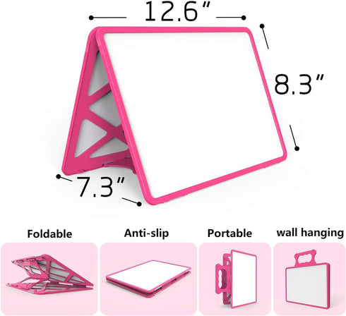 Small Dry Erase White Board with Stand, Double Sided for Kids, Portable Mini Whiteboard with Lines & Holder