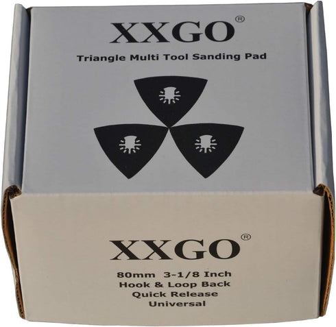 XXGO 3 Pcs 3-1/8 Inch 80mm Triangular Hook & Loop Oscillating Multi Tool Sanding Pads No. XG5508