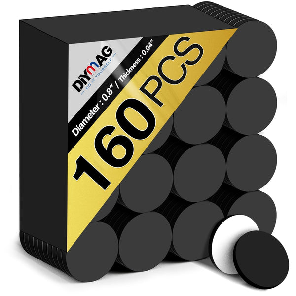 DIYMAG 160Pcs Magnetic Dot with Self Adhesive, Round Magnets for Crafts, Photos, Easy Peel and Stick, 0.8 x 0.04inch