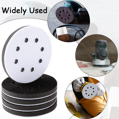 10 Pack 5 Inch 8 Soft Density Interface Pads Holes Hook and Loop Sponge Cushion Buffer Backing Pad Foam Sanding