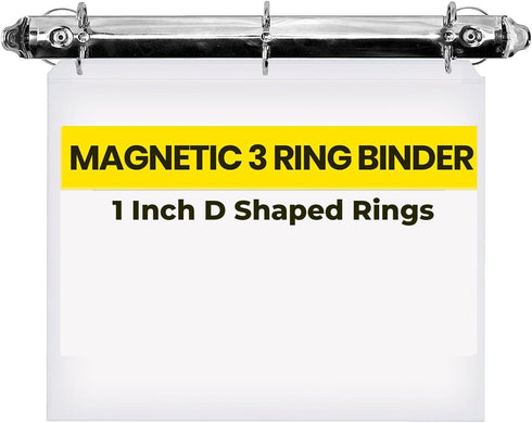 Magnetic 3 Ring Binder Locking Mechanism, 1 Inch D Shaped Rings for Hanging 8.5 x 11 Inch Sheets of Paper