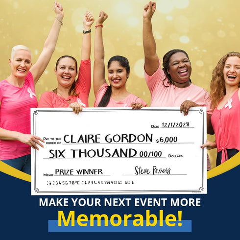 Giant Dry Erase Check - 16" x 32", Reusable Big Oversized Blank Check for Fundraisers & Charity Events