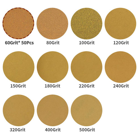 SPEEDWOX 50 Pcs 5 Inches 8 Hole Sanding Discs - 60 Grit Dustless Hook and Loop Sandpaper for Random Orbital Sander