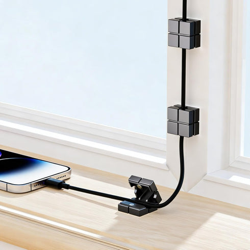 Generic 5 Pack) Upgrade Magnetic Cable Clips, Phone Cord Holder for Nightstand, Under Desk Cable Management, Adhesive