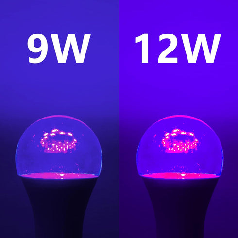 FAGUANGAO LED Black Light Bulb,9W(75Watt Equivalent) A19 UV Blacklight Bulb,120V,UVA Level 390-400nm,E26 Medium Base,Glow in The Dark for Blacklight Party,Fluorescent Poster,Neon Glow,4 Pack by FAGUANGAO