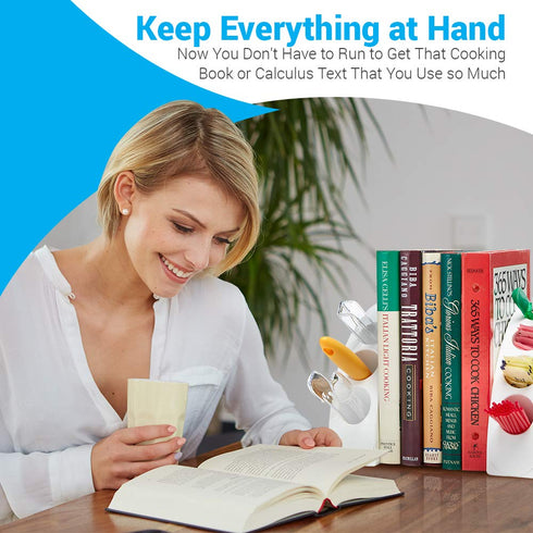AdirOffice Smart Quarter Bookends & Office Desk Organizer - Heavy Duty Plastic w/Non Skid Bottom - Includes Storage