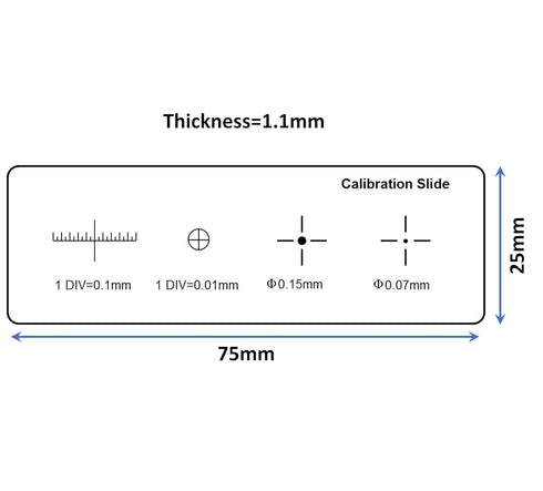 (TCM-H) 4-Scales 0.01mm Microscope Stage Micrometer Calibration Slide with and Line Resolution