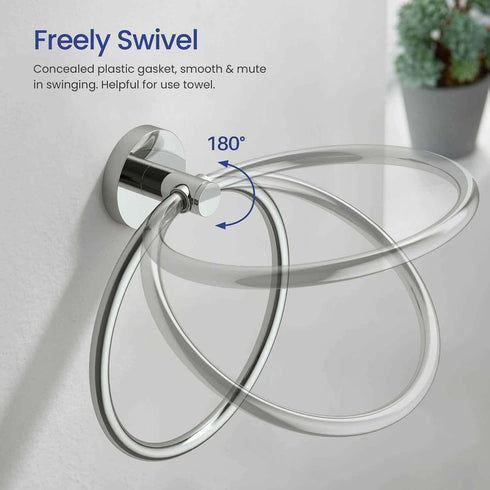 KBA1406) KIBI Circular Bathroom Towel Ring Wall-Mounted Hand Towel Holder, Solid Brass Construction, Rust-Resistant
