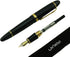 Jinhao 159 Fountain Pen Medium Black Lacquer with Gold Trim, Heavy with Pen Pouch & Refill Ink Converter