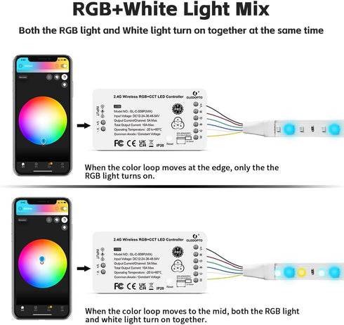 GLEDOPTO 3.0 Dimming ZigBee RGBCCT LED Strip Controller Pro RGB Color and Warm White Cold White Light Mix PWM Smart