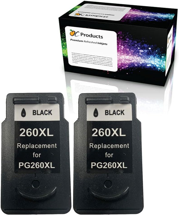 Remanufactured Ink Cartridge Replacement for Canon PG-260XL Black (2 Pack) for PIXMA TR7020 TS5320 TS6420