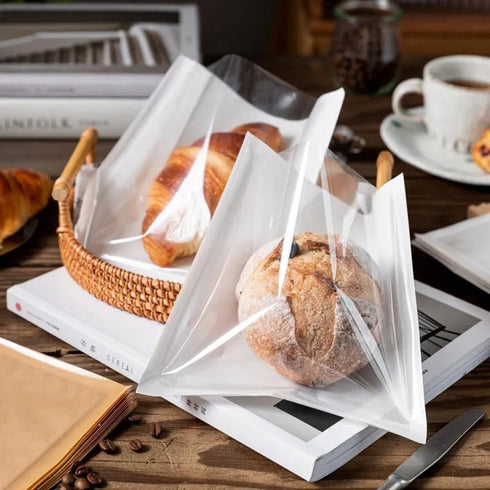 Nanaiche 100 Packaging (7.5 7.9 Inch) Pcs White Kraft Bread Bag Bakery Bags with Window,Toast bag Toast Paper Bag Paper