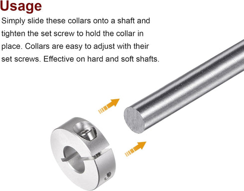HARFINGTON 2pcs Shaft Collar, 12mm Bore Aluminum Alloy Set Screw Split Clamp-On Collars for Machine Tools