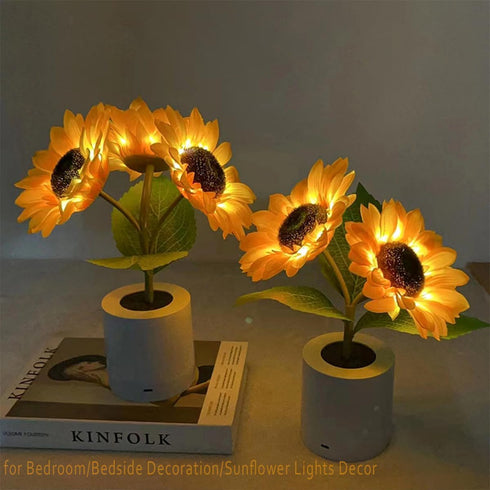 Generic Shimmering 3-Color Dimming, 3D (1PC) Sunflower Lamp, Realistic Modeling, USB Rechargeable Sunflower Night
