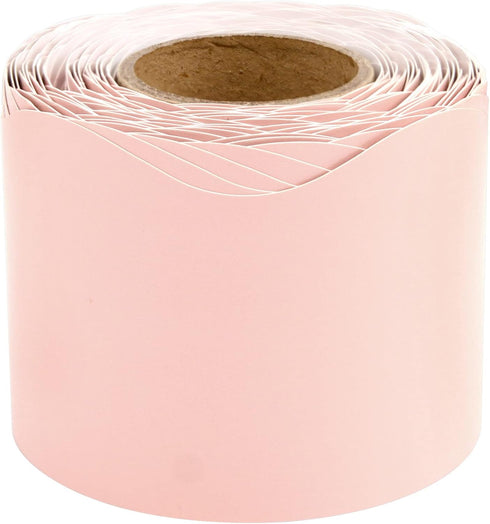 Blush Bulletin Board Border, Pink Scalloped Trim for Classroom, 52ft One Roll