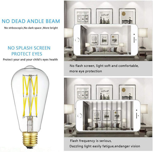 Leools Dimmable Edison LED Bulb, 10W Equivalent to 100W, Antique Style ST64, 4000K Neutral White, 1200LM, 4 Pack