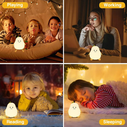 LVOERTUIG Cute Pear USB Rechargeable Nursery Lamp - Multicolor Night Light for Kids' Bedroom Gift