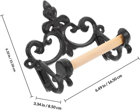 2pcs Lurrose Vintage Rustic Wall-Mounted Toilet Paper Holder with Shelf, Cast Iron Farmhouse Style Bathroom Tissue