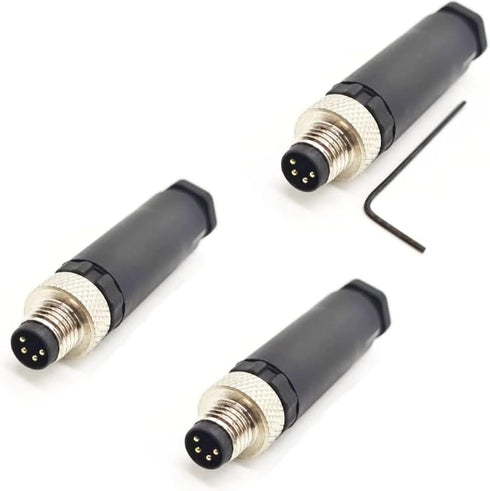 3 Pcs M8 Connector 4 Pin Male Straight Plastic Shell Aviation Plug for Cable Unshielded Connector