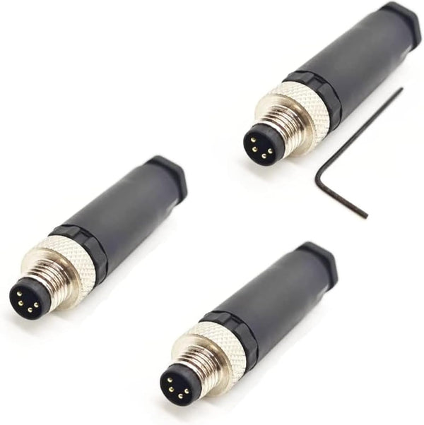 3 Pcs M8 Connector 4 Pin Male Straight Plastic Shell Aviation Plug for Cable Unshielded Connector