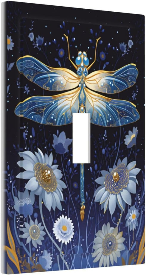 haigof 1 3 5 Inch Beautiful Dragonfly Light Switch Cover Wall Plate Gang Single Plates Print Faceplate Home Decor X
