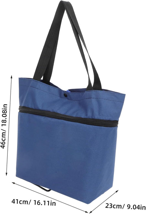 Foldable Shopping Cart with Wheels Large Capacity Oxford Grocery Bag Reusable and Portable for Shopping Travel