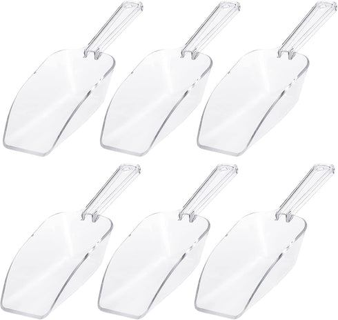 Ice Scoop Candy Buffet Containers, Hmxpls Clear Plastic Scoopers for Popcorn Cookie Candy Buckets (6 Pack)