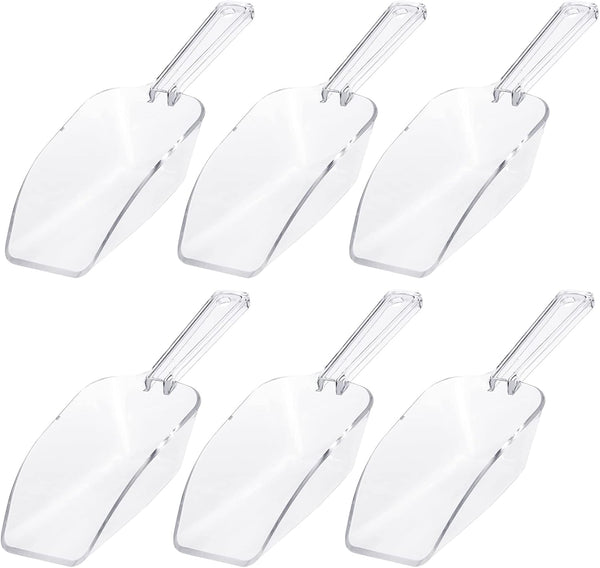 Ice Scoop Candy Buffet Containers, Hmxpls Clear Plastic Scoopers for Popcorn Cookie Candy Buckets (6 Pack)