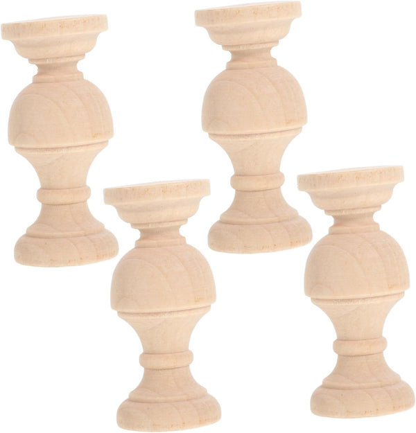 Kisangel Solid Wood Small Baluster Set for Coffee Table Decor 4pcs Round