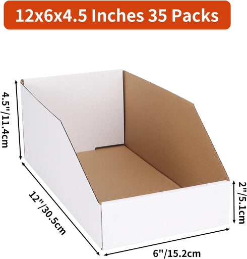 ZBEIVAN 35 Packs Cardboard Storage Bins Boxes, Easy Assembly Pantry Organizer Bins for Shelf, White