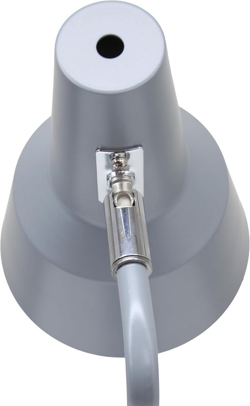 LD1078-GRY 15.2" Simple Designs Sleek Essentials Metal Cone Shade Desk Lamp with Adjustable Shade, for Office, Desk