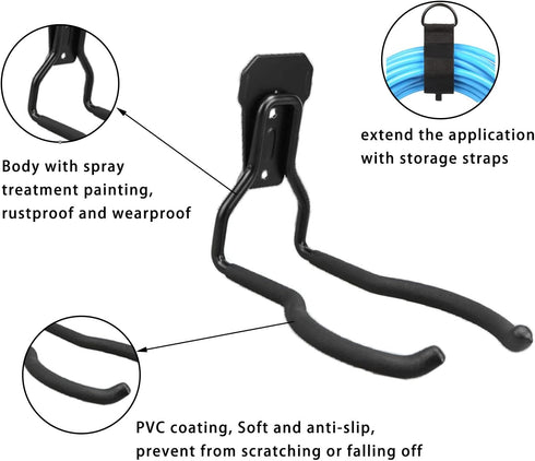 Juformin Weedeater Hanger, String Trimmer Rack, Garage Wall Hooks for Tool Organizers and Storage (Black-1 P)