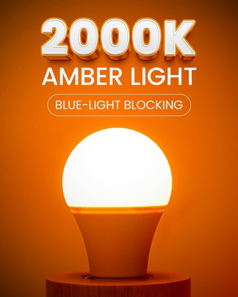 Bulbs 2000K, A19 9W E26 Bulb (60 Bulb, 4 Pack Bonlux Amber Light LED Yellow Soft Warm Sleep Light Blue Light Blocking