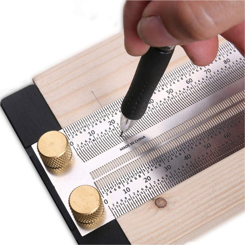 Ultra Precision Woodworking Marking T Rulers, Layout Work Scribe Line Ruler with Holes, Carpenter Measuring Tool (200mm)