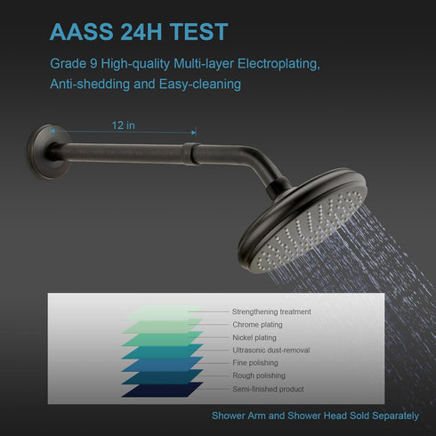 Shower Head Extension Arm, 12 Inches, Oil Rubbed Bronze, 304 Stainless Steel Shower Pipe Extension