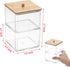 BTSKY Clear Stackable Paper Clip Holder with Bamboo Lid, 2-Layer Acrylic Office Supply Accessory Organizer
