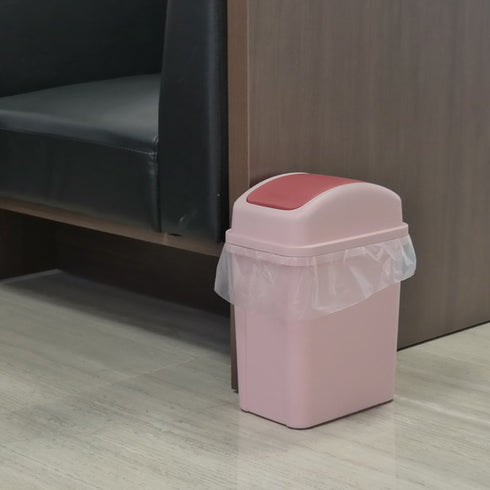 Teyyvn 7 Liter / 1.8 Gallon Plastic Trash Can with Swing Lid (Pink)