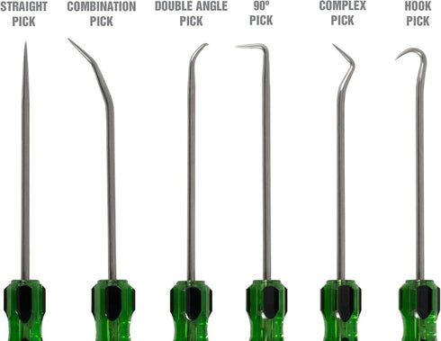 OEMTOOLS 26545 6 Piece Hook And Pick Set with Acetate Handle, Vehicle Pick and Hook Tool Set for Mechanics