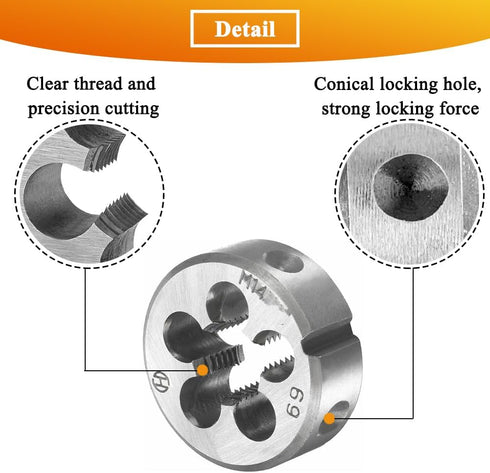 Metric Tap and Die Set, M14 x 1.5mm HSS Machine Thread Tap, Alloy Tool Steel Round Die, Right Hand