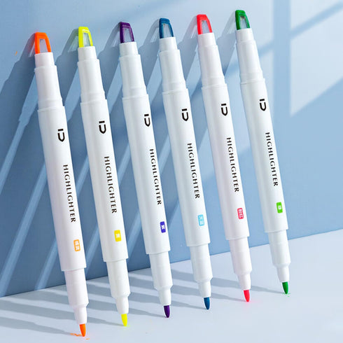 M&G 6 Pcs Cute Dual Tip Highlighters, Rainbow Color No Bleed Quick Dry Chisel Tip for School, Office, Bible Notes