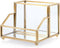 Hipiwe Glass Business Card Holder Stand with Pen/Pencil Organizer, Gold Business Name Cards Display Holder for Home