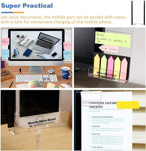 Barelove Computer Monitor Memo Board, Set of 3 Transparent Acrylic Screen Message Pad and Phone Holders