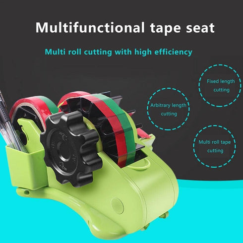 Green Multi-Roll Heat Tape Dispenser, Semi-Automatic for Heat Transfer Tape, 1" and 3" Core