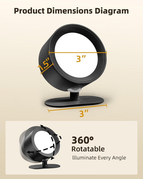 3 360Rotation Dimmable 1 Pack) LED Wall Mounted Lights, Rechargeable Wall Sconces Lamp, Color Temps & Remote and Touch