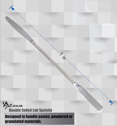 A2Z-DE003 Stainless Steel Double Ended Micro Lab Spatula Sampler, 7" Round & Tapered Arrow End