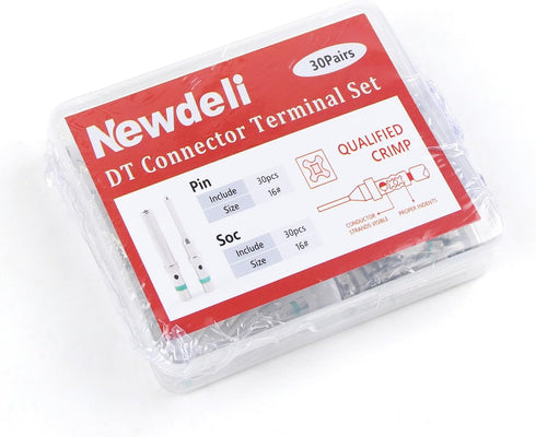 Newdeli 30 Pairs Deutsch DT Connectors Size 16, Male Pins and Female Sockets for 14-20 AWG Wire Gauge