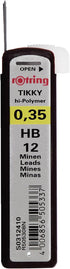 rOtring Replacement Leads for Tikky Mechanical Pencils, 0.35 mm, Hard Black (HB)
