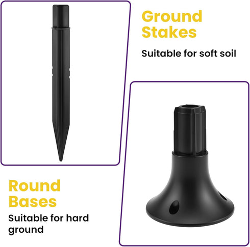 SATUY 10 Pcs Solar Light Ground Stakes Kit, ABS Plastic Ground Stakes & Round Bases with Mounting Screws Replacement