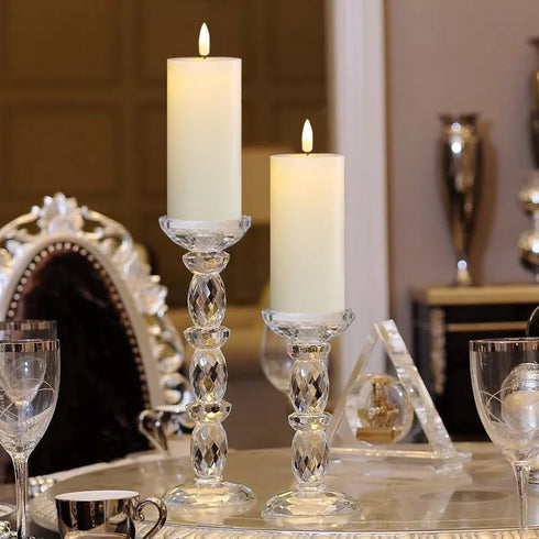 Set 2 (2.2x5 Inch) Dimmable volnyus Flameless Candles of Flickering LED Wax Candles Battery Operated with Remote