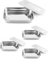 QWORK Stainless Steel Instrument Tray with Lid, 4 Pack 8 Inch Metal
